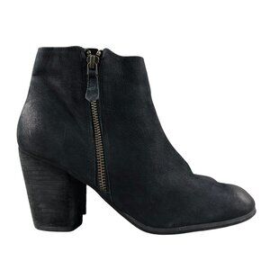 BP Women's Size 9M Trolley Black Leather High Heel Side Zip Ankle Booties Boots